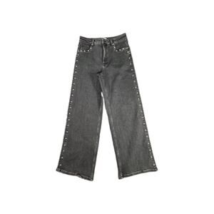 Fabletics High Rise Wide-Leg Jeans Med Wash Womens Sz 32 Regular Baggie Black